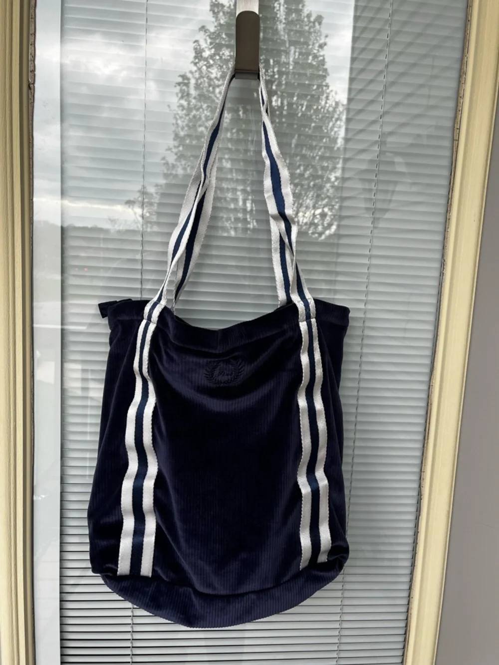 PINK Victorias Secret Velour Ribbed Navy Tote Bag Women